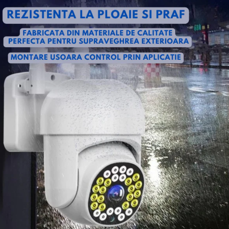 Black Friday - Pachet 4 x Cameră de Supraveghere Smart WIFI, 36 LED-uri, HD, IP66 + 4 Carduri Incluse+CADOU SURPRIZA