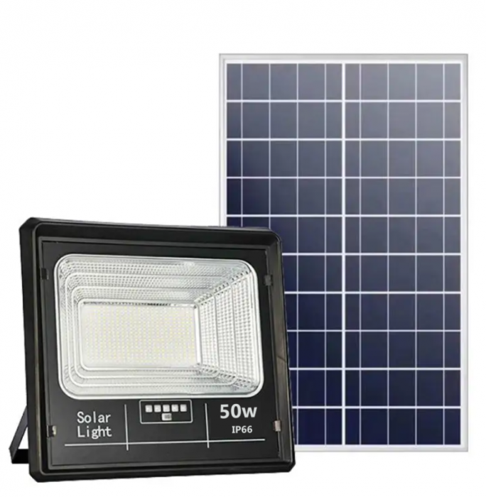 Pachet 4 x Proiector Solar Jortan 50W , IP66 , Indicator Baterie , Telecomanda , 6500k + Cadou Surpriza