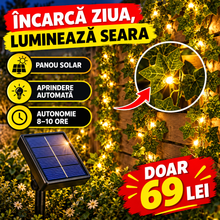 Instalație Solară LED tip Iederă, 12 m cu 100 LED-uri, Lumină Caldă – pentru Terasă, Balcon și Grădină