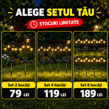 1+1 GRATIS: Lămpi solare de grădină cu 6 felinare LED, lumină caldă, aprindere automată – set 2, 4 sau 8 buc.