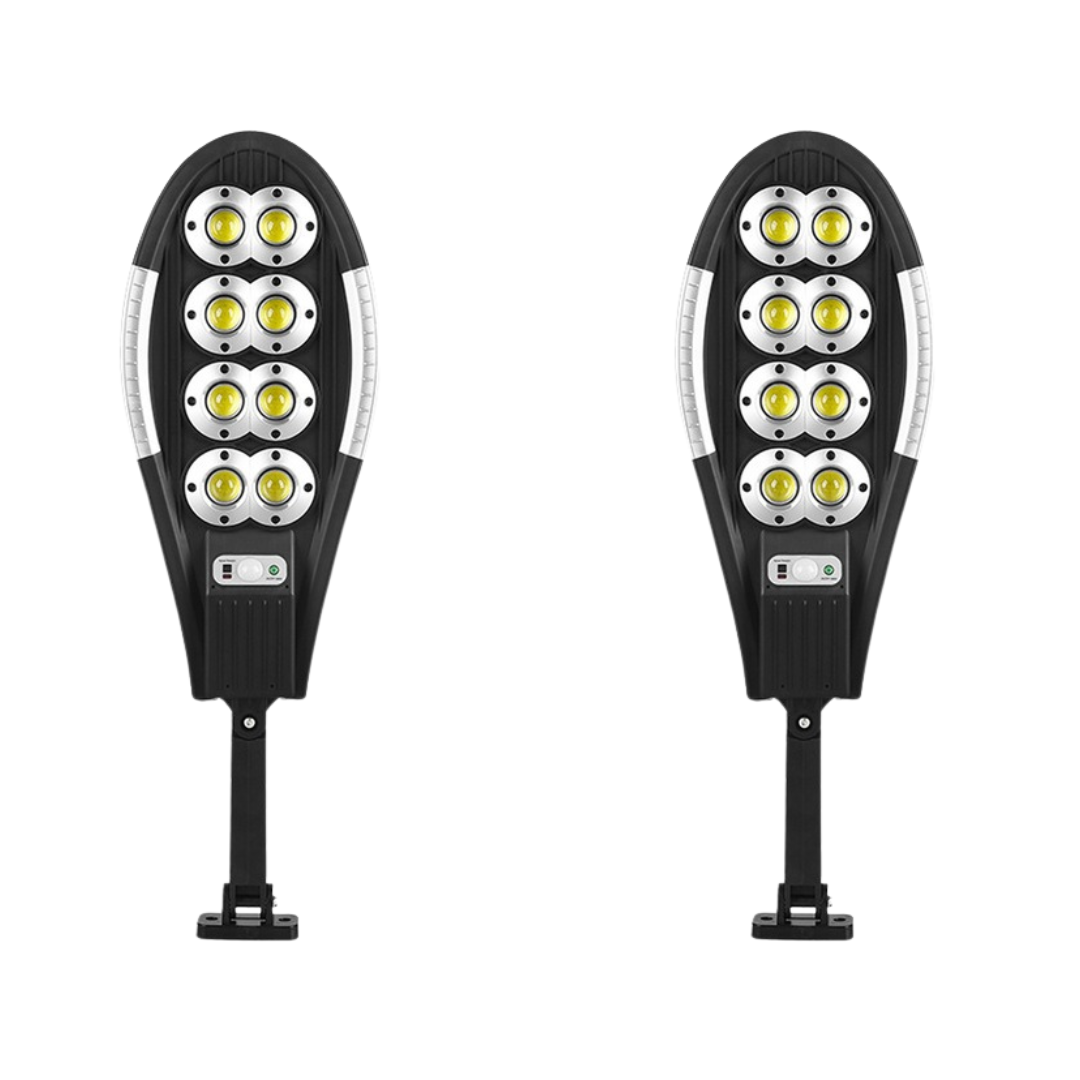 Set 2x Lampa Solara Stradala DualLED 400W 156 COB, Acumulatori 3600 mAh, Telecomanda, Panou Solar integrat