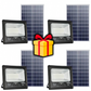 Black Friday - Pachet 4 x Proiector Solar Jortan 100W , IP66 , Indicator Baterie , Telecomanda , 6500k + cadou surpriza