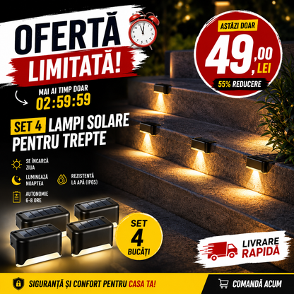 Pachet 4 ,8,16,24 buc lampi solare pentru trepte , balustrada ,glaf , lumina calda/rece