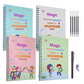 Set cu 4 caiete de lucru si stilou magic pentru scris si desenat Sank Magic, rechizite scolare, multicolor, 19 cm X 13 cm