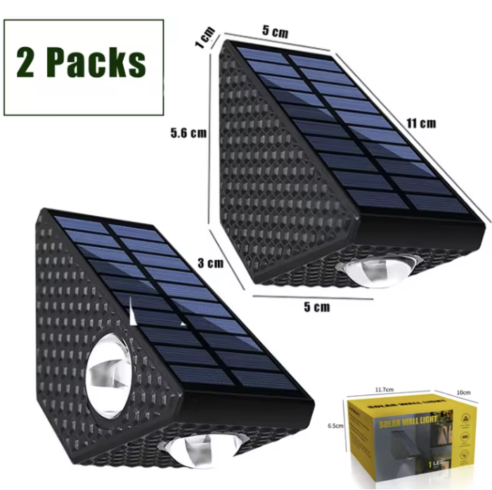 Set 2 Lampi Solare Decorative de Perete , Lumina in 3 Directii , Mullticolor , Alb rece , Alb Cald