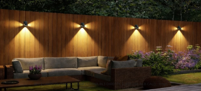 Set 2 Lampi Solare Decorative de Perete , Lumina in 3 Directii , Mullticolor , Alb rece , Alb Cald