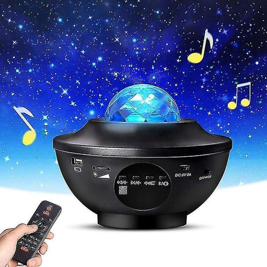 Star Projector Galaxy Led Lamp Built-in Speaker Multicolor Black