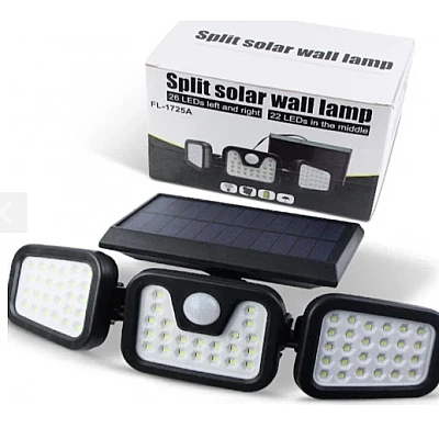 1+1 GRATIS! Lampa Solara Tripla cu Panou Solar Incorporat 74 LED SMD Reglabila 360 grade FL 1725A