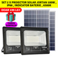 Black Friday - Set 2 x Proiector Solar Jortan 100W , IP66 , Indicator Baterie , 6500k + Cadou Surpriza