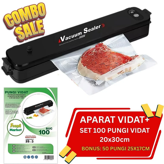 Aparat de Vidat Alimente + 100 Pungi 20x30 cm + Bonus 50 Pungi 25x17 cm