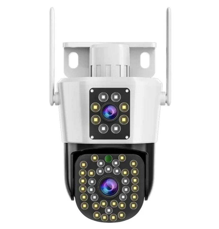 SET 2 x Camera de Supraveghere Duală Jortan 8293, 6MP, WiFi sau Cablu, Ip66 , 44 Led Vedere Nocturna+ Cadou Surpriza