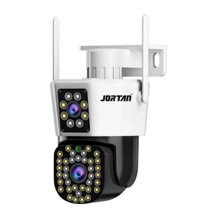 Camera de Supraveghere Duală Jortan 8293, 6MP, WiFi sau Cablu, Ip66 , 44Led + cadou card 32gb