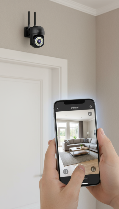 Black Friday - Pachet 2 x Cameră de Supraveghere Smart Innova, 36 LED-uri, HD, IP66 + 2 Carduri Cadou