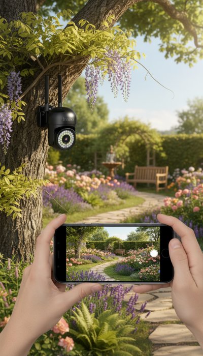 Black Friday - Cameră de Supraveghere Innova WIFI, 36 LED-uri, HD, Viziune Nocturnă cu Infraroșu și Protecție IP66 + Card Cadou