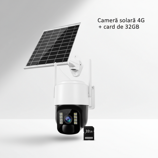 Cameră Supraveghere Solară INNOVA 4G TS1 + Card 32GB, ,3MP, PTZ 355°, Night Vision Color, Audio Bidirecțional, Alarmă, O-Kam Pro