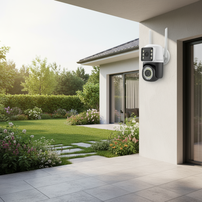 Black Friday - Set 2 x Cameră Video Duală INNOVA VISION SMART 6MP , 42 Led, Vedere 360°, Wifi +2 card 32gb Cadou