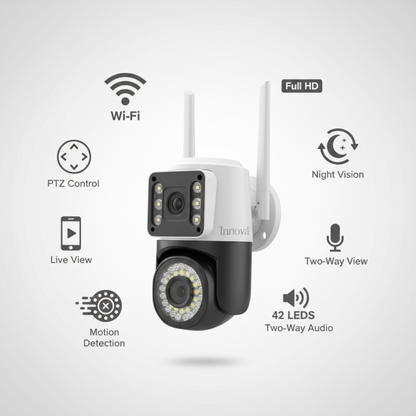 Set 2 x Cameră Video Duală INNOVA VISION SMART 6MP , 42 Led, Vedere 360°, Wifi