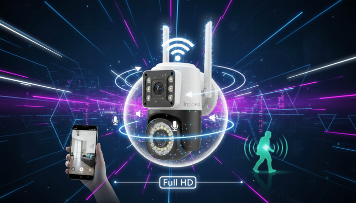 Black Friday - Set 2 x Cameră Video Duală INNOVA VISION SMART 6MP , 42 Led, Vedere 360°, Wifi +2 card 32gb Cadou
