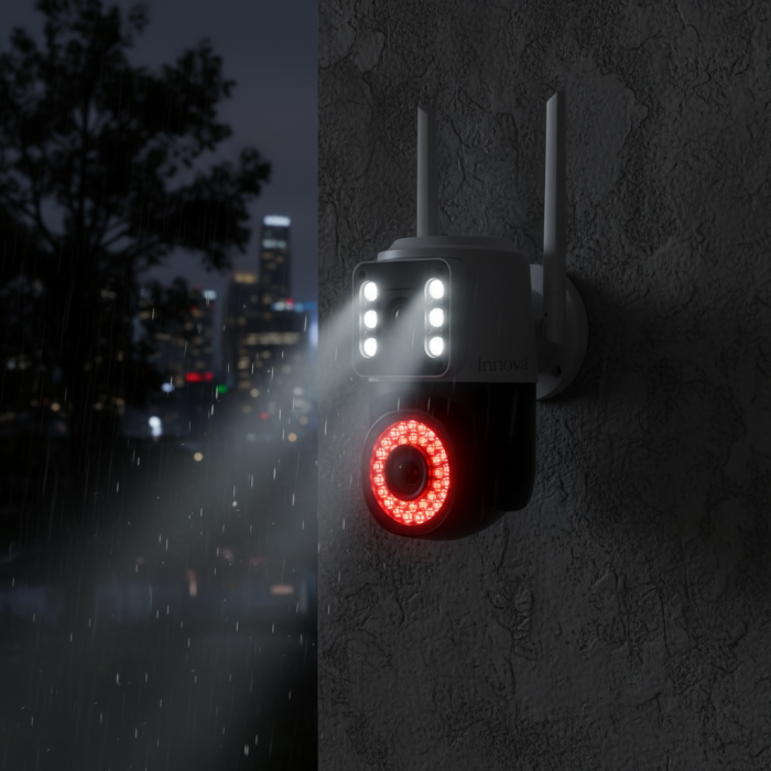 Black Friday - Set 2 x Cameră Video Duală INNOVA VISION SMART 6MP , 42 Led, Vedere 360°, Wifi +2 card 32gb Cadou