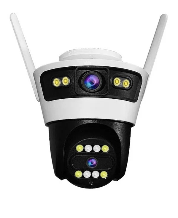 Camera dubla 6MP Night Vision Wifi, Jortan Full HD 4K cu Alarma Integrata, Detectare Umana si Recunoastere Faciala