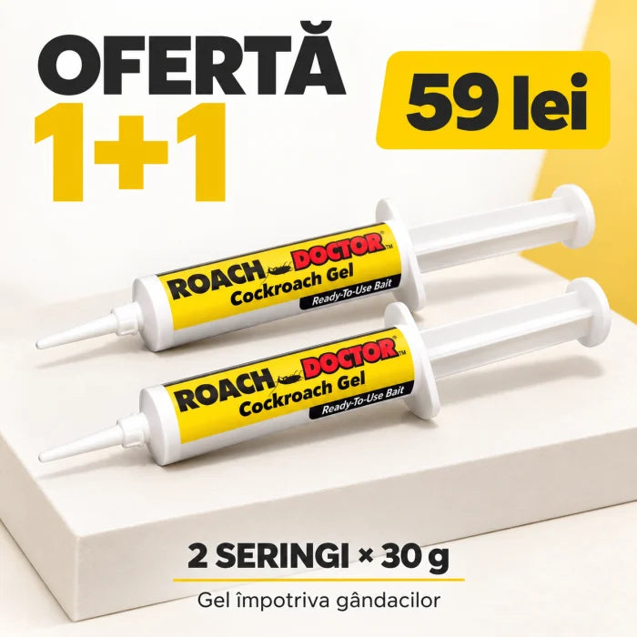 Set 1+1 gel anti-gândaci Roach Doctor, 2 seringi × 30 g