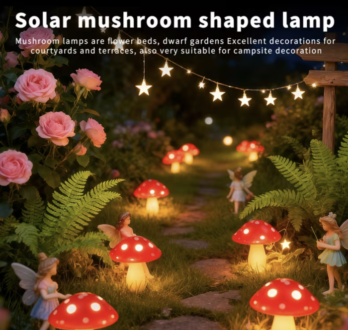 Set 8 Ciupercute Solare Decorative – Iluminare Magica pentru Gradina Ta