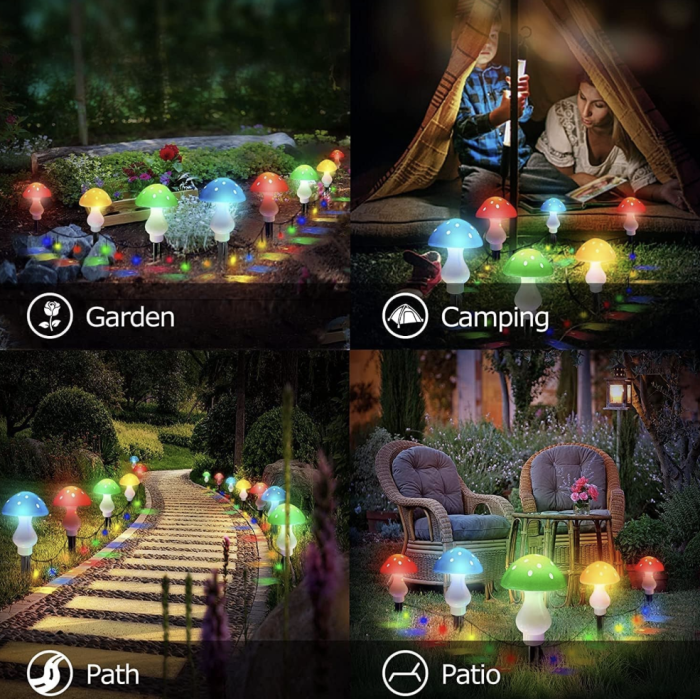 Set 8 Ciupercute Solare Decorative – Iluminare Magica pentru Gradina Ta