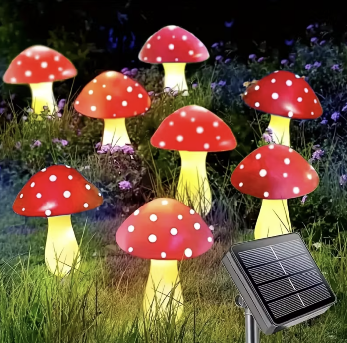 Set 8 Ciupercute Solare Decorative – Iluminare Magica pentru Gradina Ta