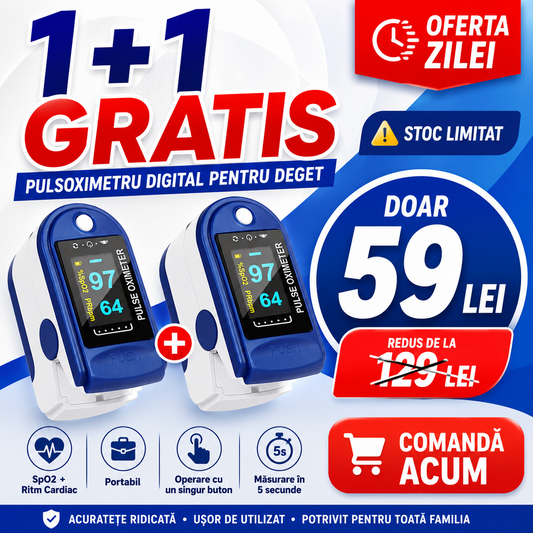 OFERTA 1+1 PULSOXIMETRU Digital pentru Deget