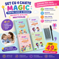 Set cu 4 caiete de lucru si stilou magic pentru scris si desenat Sank Magic, rechizite scolare, multicolor, 19 cm X 13 cm