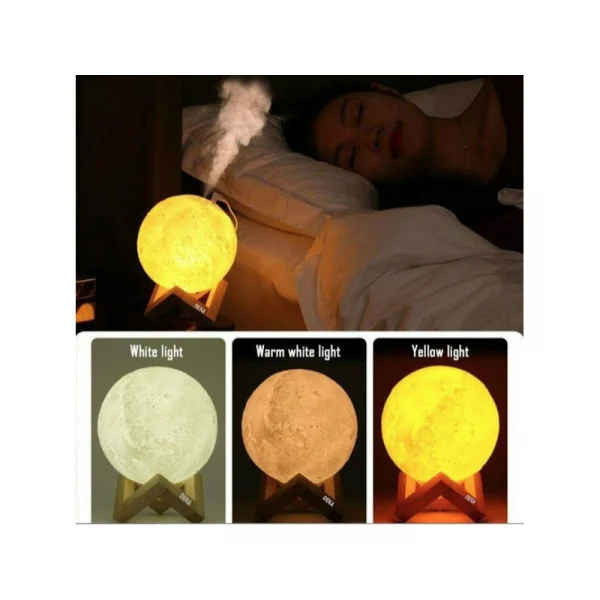 Lampă de Veghe 3D Moon iNOV cu Umidificator de Aromaterapie – Atmosferă Relaxantă și Aer Purificat + 12 Esente Cadou