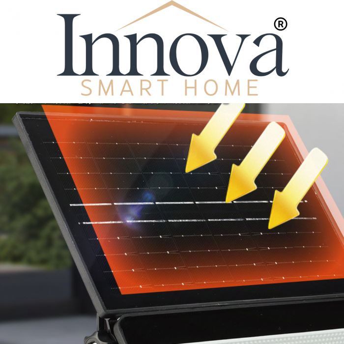 Set 2x Lampa Solara Modulara Aurora by Innova 100W BK-T7 cu Panou Detasabil – Senzor Lumina, IP67, 140 mp2 + Cadou Surpriza