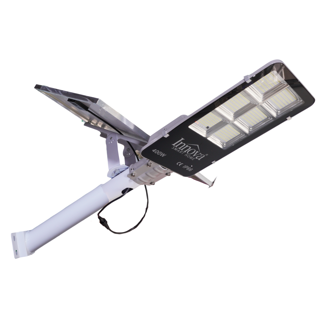 Lampa solara stradala INNOVA 400W cu senzor de lumina si panou separat, IP66 + Cadou Surpriza