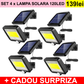 Pachet 4 x Lampa Solara 50W - 96 LED COB , 260LM , cu PANOU DETASABIL + CADOU Surpriza