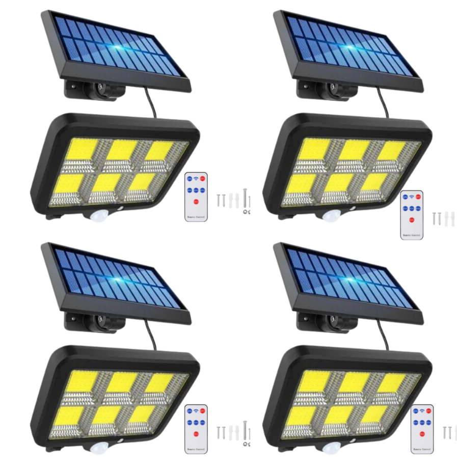 Pachet 4 x Lampa Solara 50W - 96 LED COB , 260LM , cu PANOU DETASABIL + CADOU Surpriza