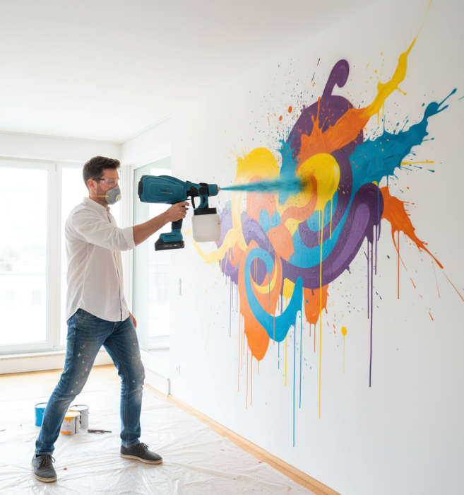 Black Friday - Pistol de Pulverizare Electric, Fără Fir, 800W, 48V, 2 Acumulatori Li-Ion, 800 ml, HVLP, Pulverizare Fină, Innova (Copy)