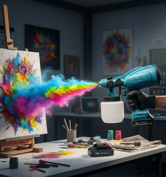 Black Friday - Pistol de Pulverizare Electric, Fără Fir, 800W, 48V, 2 Acumulatori Li-Ion, 800 ml, HVLP, Pulverizare Fină, Innova (Copy)