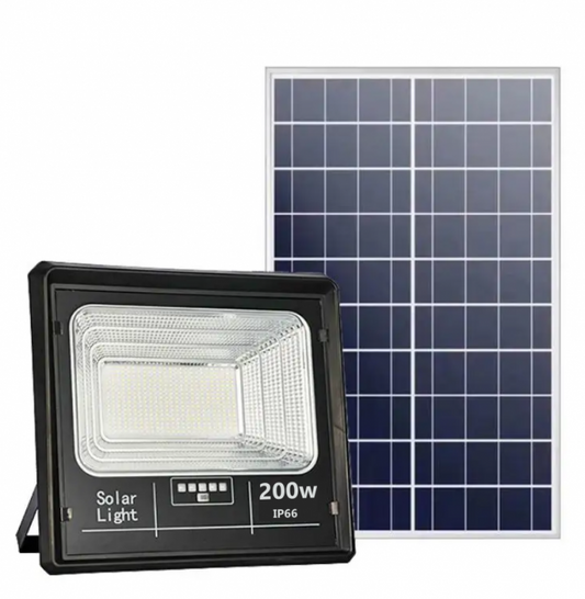 Black Friday - Proiector LED Jortan cu panou solar 200w si telecomanda, IP66 +cadou surpriza