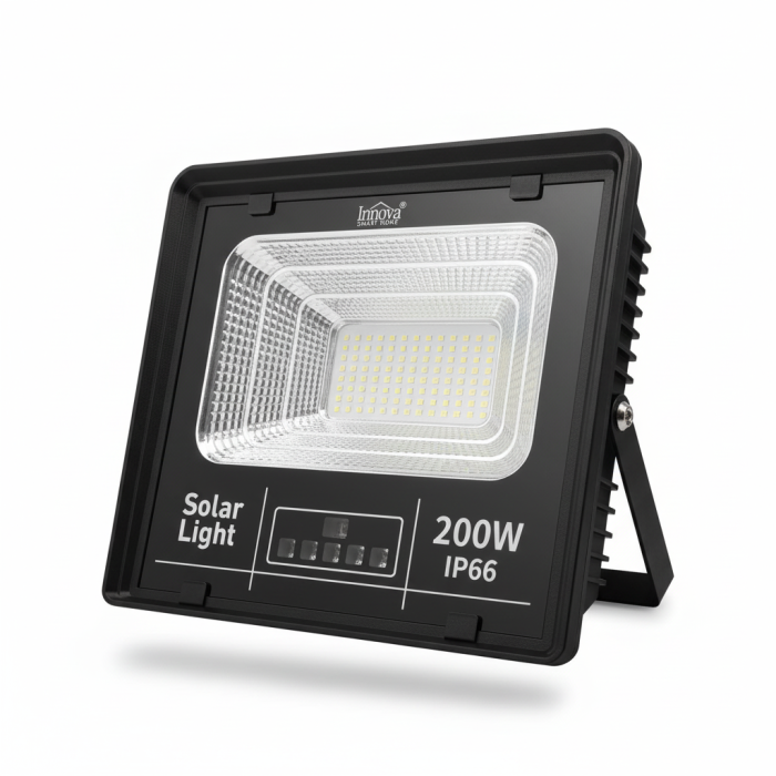 Set 2 x Proiector LED INNOVA 200W Cu Panou Solar si telecomanda, IP66 + Cadou Surpriza