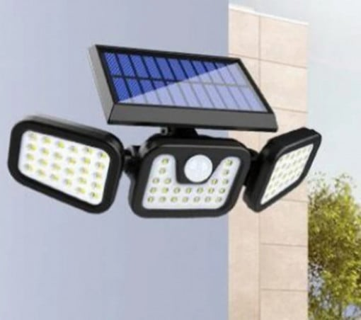 1+1 GRATIS! Lampa Solara Tripla cu Panou Solar Incorporat 74 LED SMD Reglabila 360 grade FL 1725A