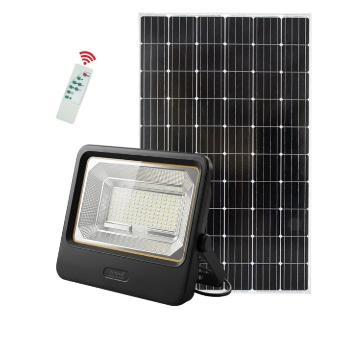 Proiector Solar LED 800W Innova Smart Home Cyborg, IP67, Panou Solar 35x35 cm și Telecomandă