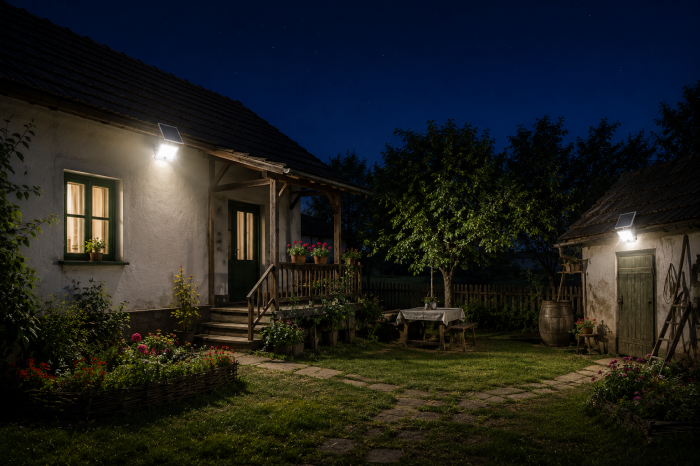Set 2 Proiectoare Solare LED 600W Innova Smart Home Hall, IP67, Panouri Solare 35x35 cm și Telecomenzi