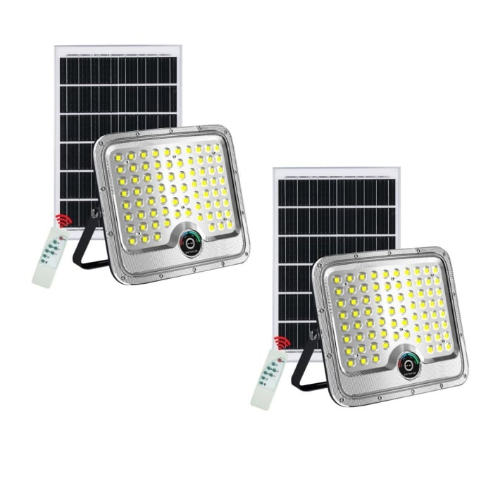 Set 2 Proiectoare Solare LED 600W Innova Smart Home Hall, IP67, Panouri Solare 35x35 cm și Telecomenzi