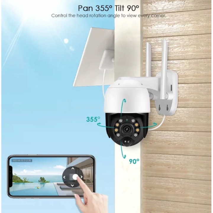 Camera de Supraveghere, Jortan JT-8181XM, Wifi cu panou solar