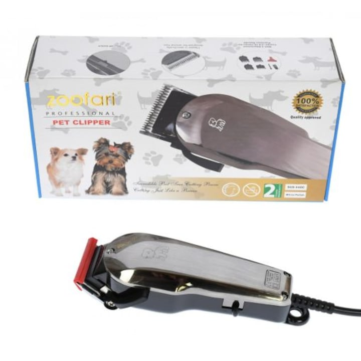 Masina de tuns animale de companie Zoofari DC 13, 10 W, cutite metalice, 220V, 4 capete de tuns