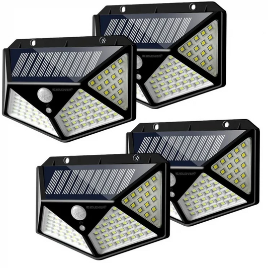 Set 4 x Lampa 100 LED cu panou solar, senzor de miscare +CADOU Surpriza