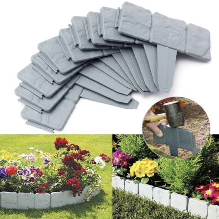 Set 10 x Gard Decorativ cu Aspect de Piatra Pentru Gazon sau Flori