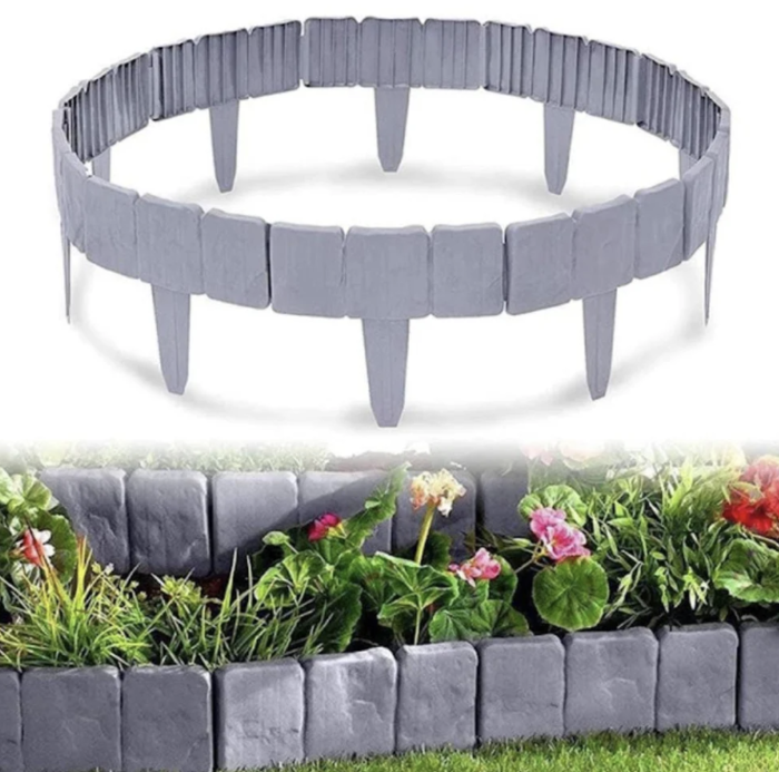 Set 10 x Gard Decorativ cu Aspect de Piatra Pentru Gazon sau Flori