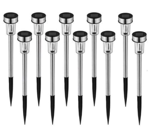 Set 10x Lampa solara de gradina inox Timeless Tools, Tip tarus