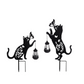 Set 2 Decoratiuni Solare de Gradina, Model Pisica Neagra cu Felinar LED si Fluture, din Metal